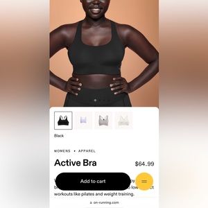 Women’s on cloud active bra size medium NWT